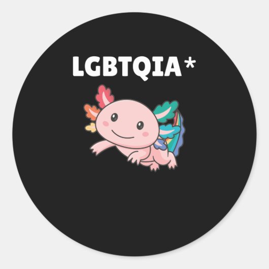 Axolotl - Regenboogvlag LGBT Pride Ronde Sticker (Voorkant)