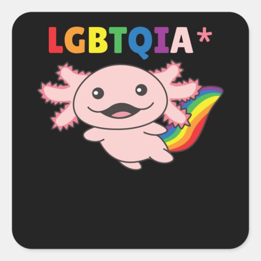 Axolotl - Regenboogvlag LGBT Pride Vierkante Sticker (Voorkant)