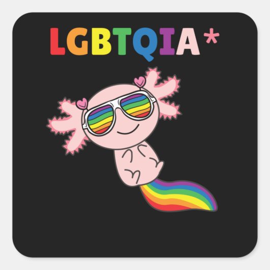 Axolotl - Regenboogvlag LGBT Pride Vierkante Sticker (Voorkant)