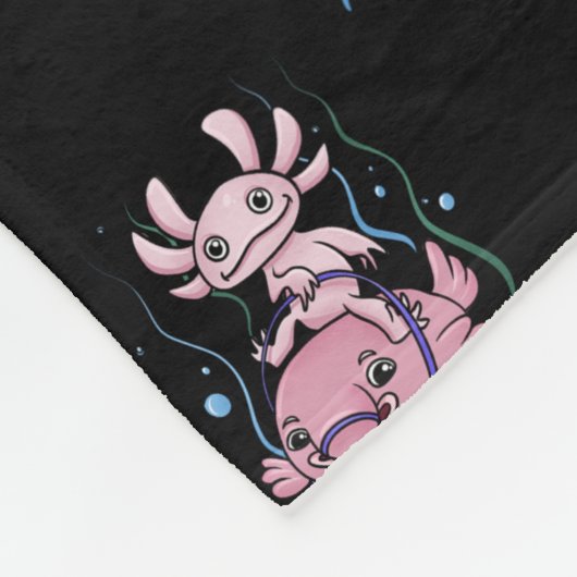 Axolotl Riding Blobfish Fleece Deken (Hoek)