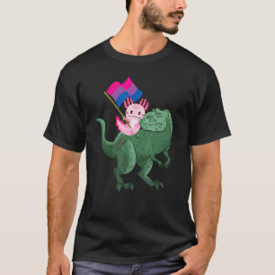 Axolotl Riding Dinosaur Bisexual Flag Bisexuis T-shirt