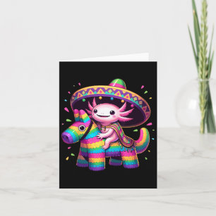 Axolotl Riding Pinata Cinco de Mayo Sombrero Ponch Kaart