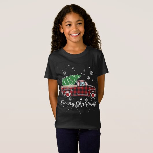 Axolotl Rode Vrachtwagen Buffel Kerstmis Pyjama T-shirt (Voorkant volledig)