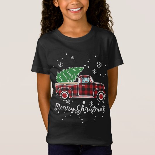 Axolotl Rode Vrachtwagen Buffel Kerstmis Pyjama T-shirt (Voorkant)
