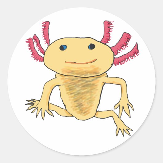 Axolotl Ronde Sticker (Voorkant)