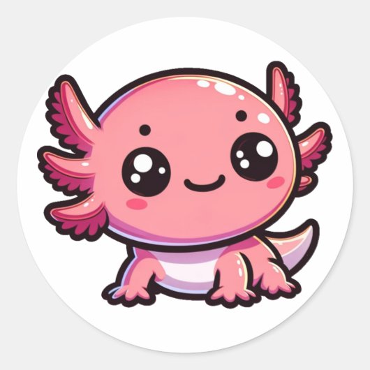 Axolotl Ronde Sticker (Voorkant)