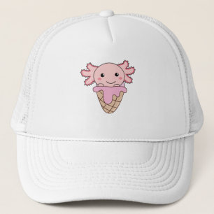 Axolotl roze ijs crème waffle zoete dieren trucker pet