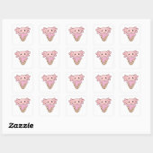 Axolotl roze ijs crème waffle zoete dieren vierkante sticker (Vel)