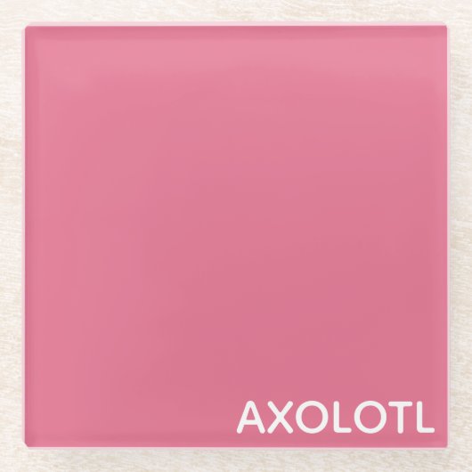 Axolotl roze kleurnaam glazen onderzetter (Voorkant)