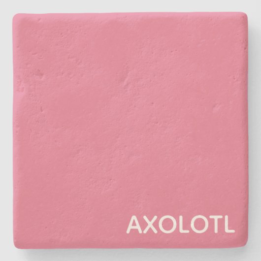 Axolotl roze kleurnaam stenen onderzetter (Voorkant)