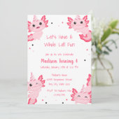 Axolotl Roze Meisje Alotl Leuk Verjaardagsfeestje Kaart (Staand voorkant)