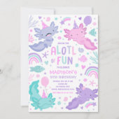 Axolotl Roze Meisje Party Alotl Leuk Verjaardagsfe Kaart (Voorkant)