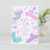 Axolotl Roze Meisje Party Alotl Leuk Verjaardagsfe Kaart (Staand voorkant)