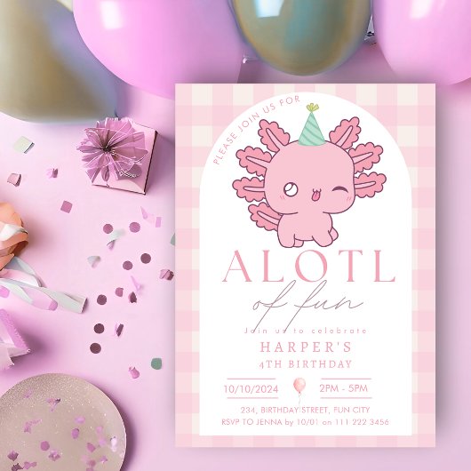 Axolotl Roze Meisje Schattig Kawaii Onderwaterfees Kaart
