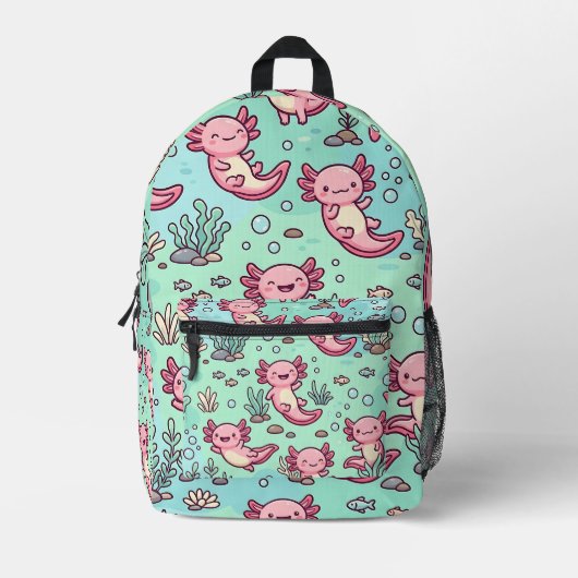 Axolotl Rugzak – Cute Pastel Wezen Design (Voorkant)