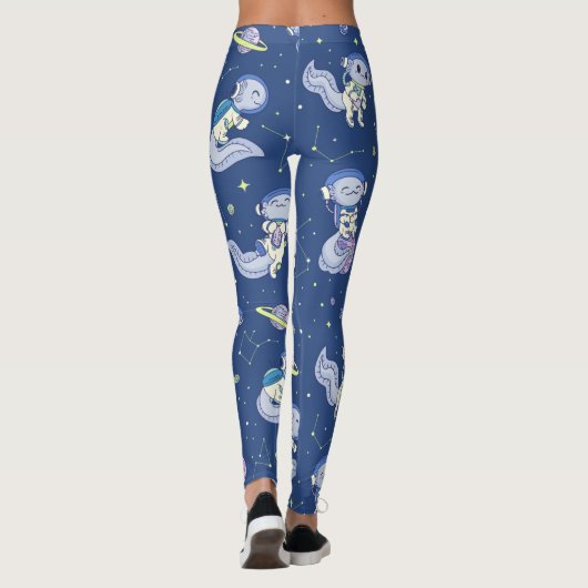Axolotl Ruimteman Patroon Leggings (Achterkant)