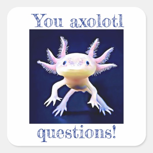 Axolotl Salamander Amphibian Vierkante Sticker (Voorkant)
