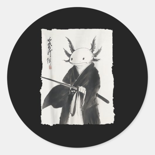 Axolotl Samurai Janpanese  Warrior Art Anim Ronde Sticker (Voorkant)