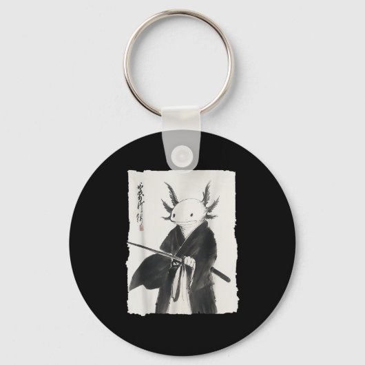 Axolotl Samurai Janpanese Warrior Art Anim Sleutelhanger (Voorkant)