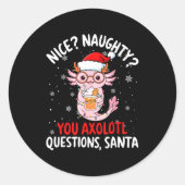 Axolotl Santa Hat Axolotl Questions Christmas Boys Ronde Sticker (Voorkant)