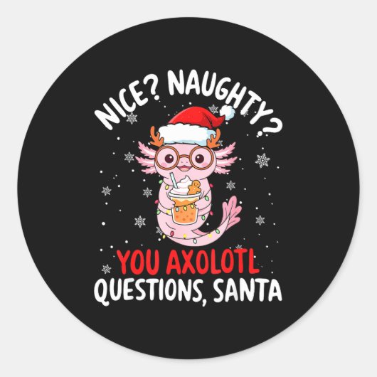 Axolotl Santa Hat Axolotl Questions Christmas Boys Ronde Sticker (Voorkant)