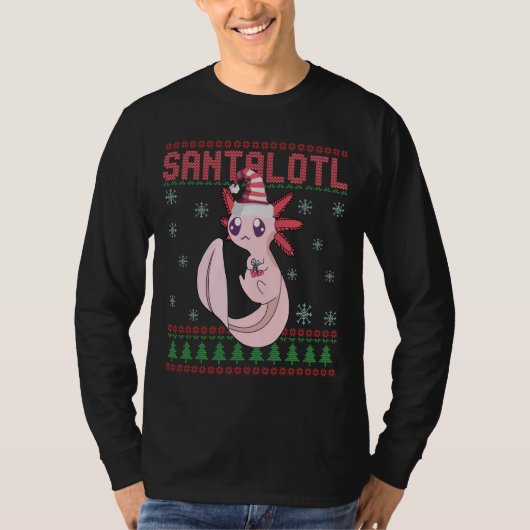Axolotl Santa Hat Kerstmis Santalotl Ugly Sweater T-shirt (Voorkant)