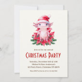 Axolotl Santa Hat Poinsettias Kerstfeest Kaart (Voorkant)