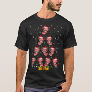Axolotl Santa Hat Xmas Lights Mannen Vrouwen Kerst T-shirt