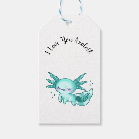 Axolotl Schattig Cute Cartoon als Love Pun Cadeaulabel (Voorkant)