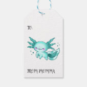 Axolotl Schattig Cute Cartoon als Love Pun Cadeaulabel (Achterkant)