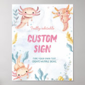 Axolotl Schattige Meisje Verjaardag Feesttafel Tek Poster (Voorkant)