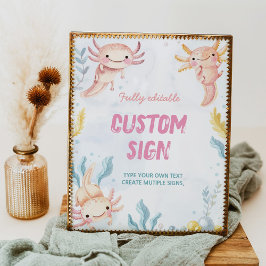 Axolotl Schattige Meisje Verjaardag Feesttafel Tek Poster