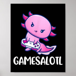 Axolotl Schattige Spelen Videogame Poster