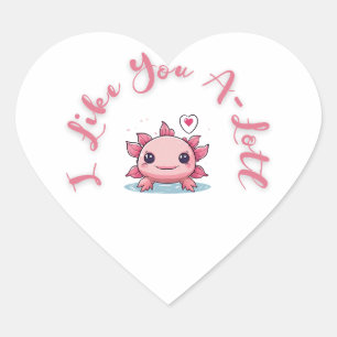 Axolotl Schattige Wit Ik hou van je A-lotl Hart Sticker