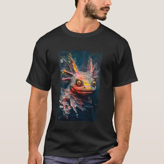 Axolotl Schilderij Olieverf Schilderen T-shirt (Voorkant)