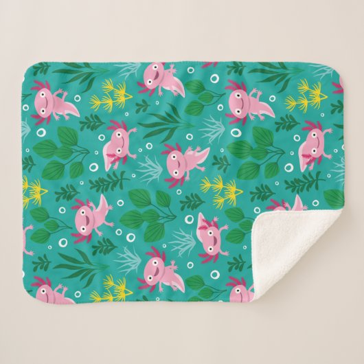 Axolotl Sherpa Blanket Sherpa Deken (Voorkant (horizontaal))