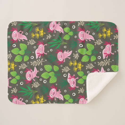 Axolotl Sherpa Blanket Sherpa Deken (Voorkant (horizontaal))