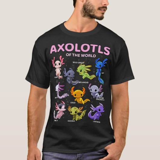 Axolotl Shirt Kawaii Axolotls van de wereld (Voorkant)