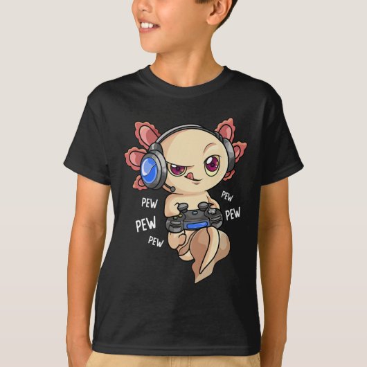 Axolotl Shirt Kinder Jongens Gamers - Kawaii Video (Voorkant)