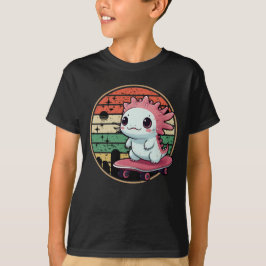 Axolotl Skateboarden Grappig Schattig Dier T-shirt