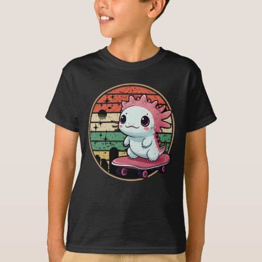 Axolotl Skateboarden Grappig Schattig Dier T-shirt (Voorkant)