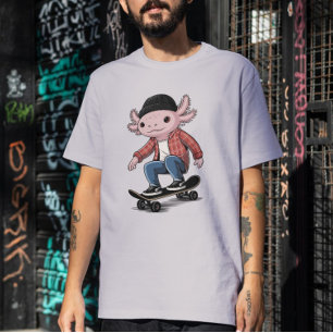 Axolotl Skateboarder Ripper Skater Salamander Love T-shirt