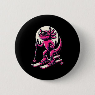 Axolotl Skiën Ski-liefhebber Skier Voor Mannen Vro Ronde Button 5,7 Cm