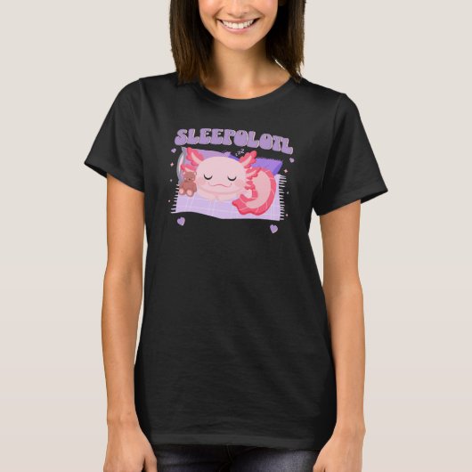 Axolotl Sleepolotl Schattigee Slapen Salamander T-shirt (Voorkant)