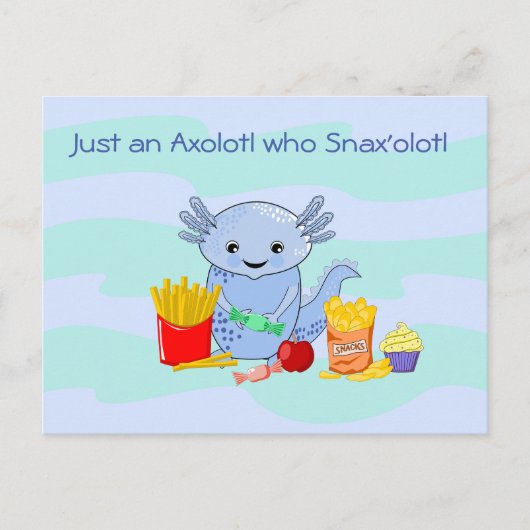 Axolotl Snax'olotl Briefkaart (Voorkant)