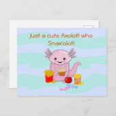 Axolotl Snax'olotl plezier Briefkaart (Voorkant / Achterkant)