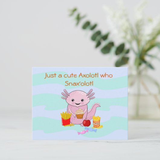 Axolotl Snax'olotl plezier Briefkaart (Staand voorkant)