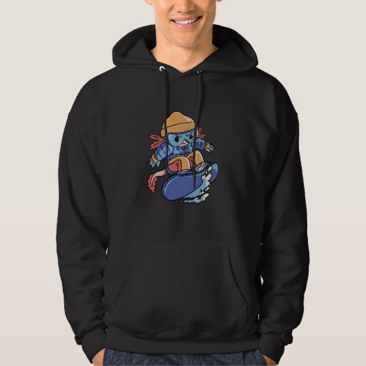 Axolotl Snowboarding Snow Winter Fun Hoodie (Voorkant)