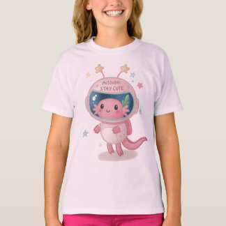 Axolotl Space Explorer: Glanzende helm en sterkieu T-shirt