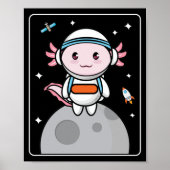 Axolotl Space Moon Kawaii Poster (Voorkant)